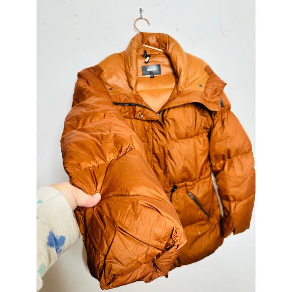 MACKAGE Brown Nylon Puffer Long Sleeve Freya Puffer Jacket Size Small REPAIRED - Picture 3 of 16